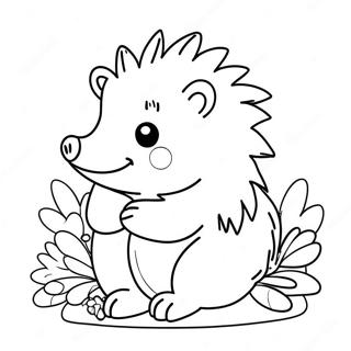 Cute Hedgehog With Flowers Coloring Page 65443-52609