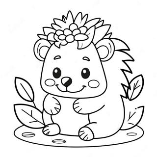 Cute Hedgehog With Flowers Coloring Page 65443-52612