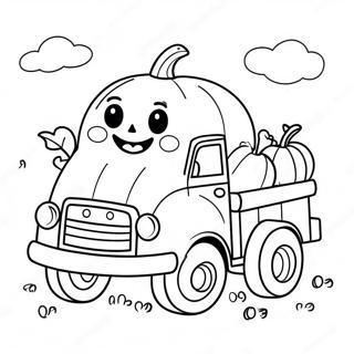 Cute Pumpkin Truck With Smiling Pumpkins Coloring Page 65503-52658