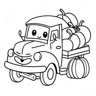 Cute Pumpkin Truck With Smiling Pumpkins Coloring Page 65503-52659