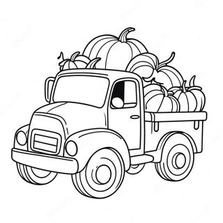 Cute Pumpkin Truck With Smiling Pumpkins Coloring Page 65503-52660