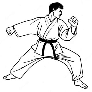 Dynamic Taekwondo Kicking Pose Coloring Page 65513-52665