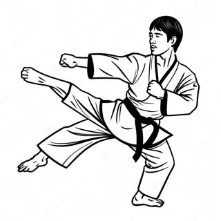 Dynamic Taekwondo Kicking Pose Coloring Page 65513-52668