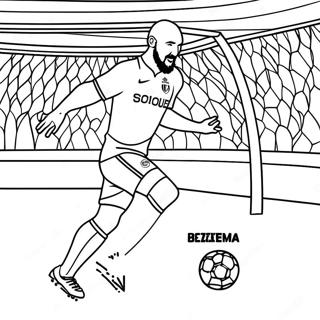 Benzema Scoring A Goal Coloring Page 65543-52691