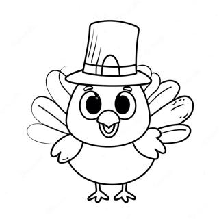 Funny Turkey With A Hat Coloring Page 65573-52713