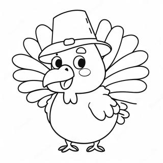 Funny Turkey With A Hat Coloring Page 65573-52714