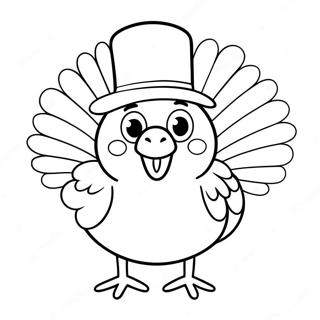 Funny Turkey With A Hat Coloring Page 65573-52715