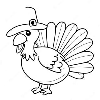 Funny Turkey With A Hat Coloring Page 65573-52716