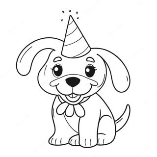 Cute Puppy With Birthday Hat Coloring Page 65653-52785