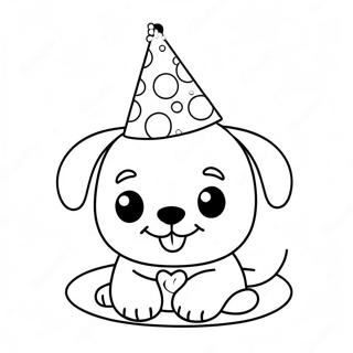 Cute Puppy With Birthday Hat Coloring Page 65653-52787