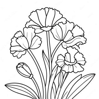 Beautiful Carnation Bouquet Coloring Page 65703-52817