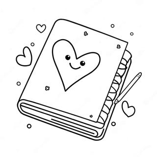 Cute Diary With Heart Stickers Coloring Page 65733-52841