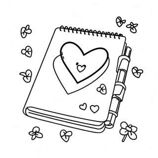 Cute Diary With Heart Stickers Coloring Page 65733-52844