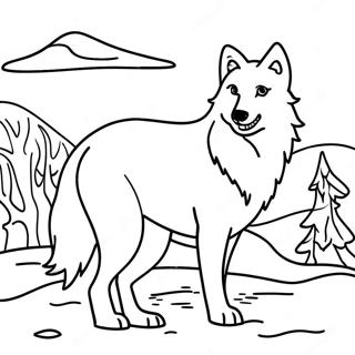 Playful Arctic Wolf In Snow Coloring Page 65933-53006