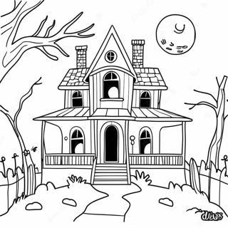 Creepy Haunted House Coloring Page 66023-53075