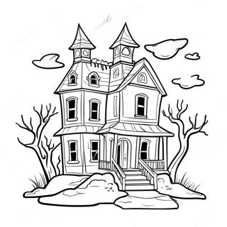 Creepy Haunted House Coloring Page 66023-53076