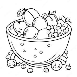 Cereal Bowl With Colorful Fruits Coloring Page 66062-53104