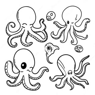 Octopus Vs Squid Coloring Page 66122-53152