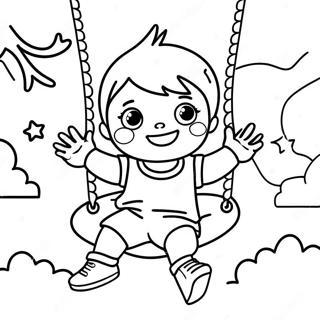 Child Swinging Joyfully Coloring Page 66223-53229