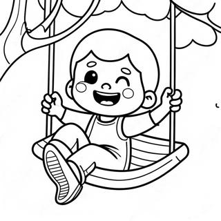 Child Swinging Joyfully Coloring Page 66223-53231