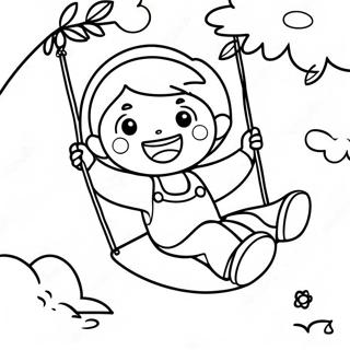 Child Swinging Joyfully Coloring Page 66223-53232