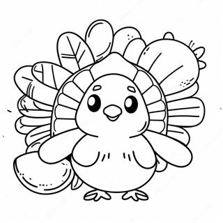 Cute Among Us Characters With Turkey Coloring Page 66283-53279