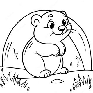 Cute Groundhog Peeking Out Of Burrow Coloring Page 66353-53329