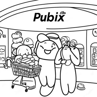 Happy Publix Shopping Scene Coloring Page 66413-53401