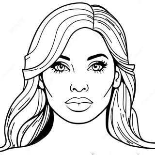 Kim Kardashian Glamorous Portrait Coloring Page 66442-53398