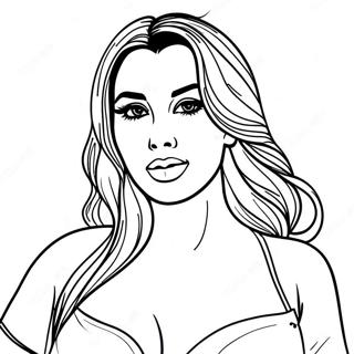 Kim Kardashian Glamorous Portrait Coloring Page 66442-53399