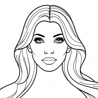 Kim Kardashian Glamorous Portrait Coloring Page 66442-53400