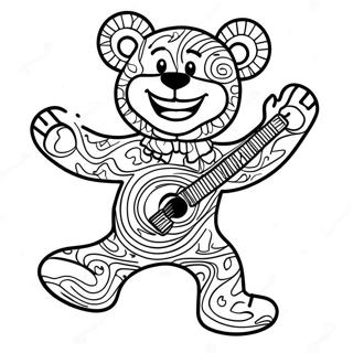 Colorful Grateful Dead Bear Dancing Coloring Page 66483-53437