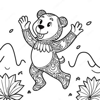 Colorful Grateful Dead Bear Dancing Coloring Page 66483-53439