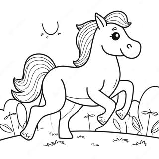 Playful Puppy And Galloping Horse Coloring Page 66503-53453