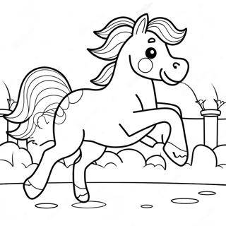 Playful Puppy And Galloping Horse Coloring Page 66503-53455