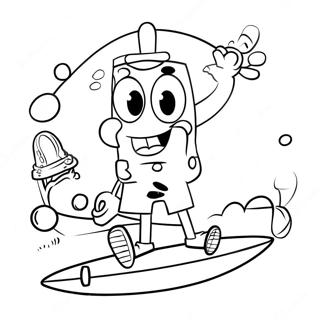 Chill Spongebob With A Surfboard Coloring Page 66513-53461