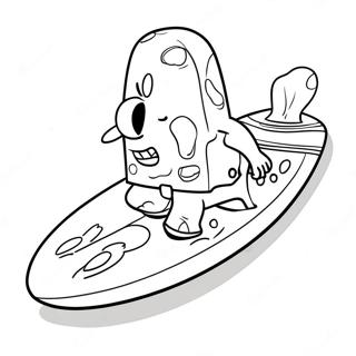 Chill Spongebob With A Surfboard Coloring Page 66513-53462