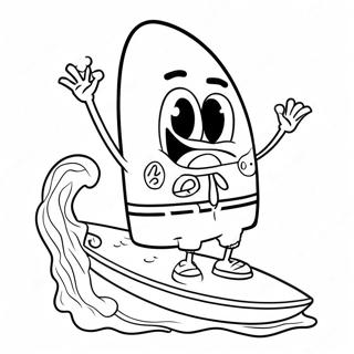 Chill Spongebob With A Surfboard Coloring Page 66513-53464