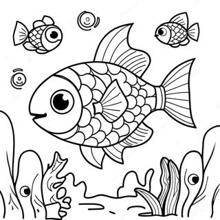 Colorful Lego Fish In Deep Sea Coloring Page 66543-53482