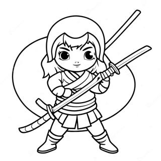 Ninja Girl With Katana Coloring Page 66553-53490