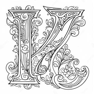 Elegant Letter L Floral Design Coloring Page 66593-53525