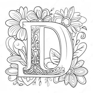 Elegant Letter L Floral Design Coloring Page 66593-53527