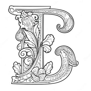 Elegant Letter L Floral Design Coloring Page 66593-53528