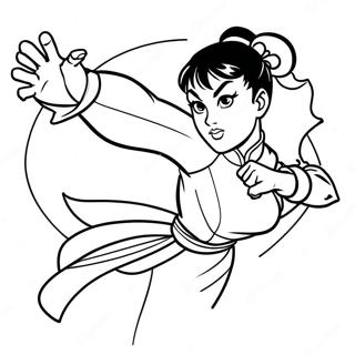 Chun Li In A Dynamic Fighting Pose Coloring Page 66633-53550