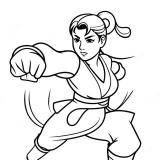 Chun Li In A Dynamic Fighting Pose Coloring Page 66633-53551