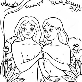 Adam And Eve In The Garden Coloring Page 66733-53635