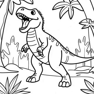 T Rex Roaring In The Jungle Coloring Page 66783-53672