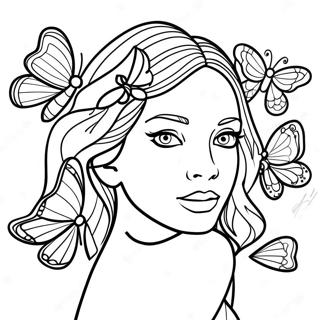 Naomi Lord With Colorful Butterflies Coloring Page 66843-53724