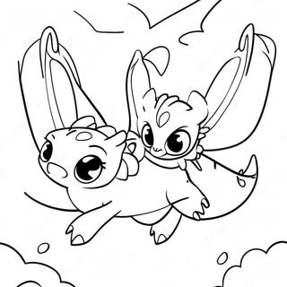 Toothless And Light Fury Flying Together Coloring Page 66892-53758