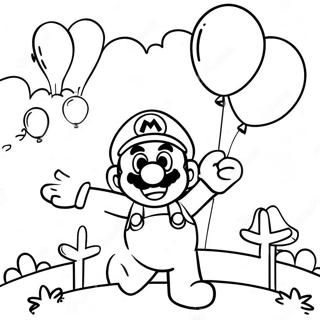 Mario With Colorful Balloons Coloring Page 66903-53776